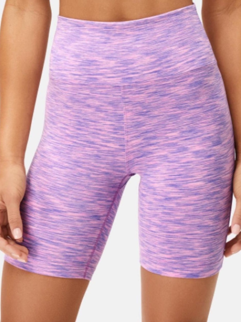 Outdoor Voices Free Flow Biker High-Rise Space-Dye Shorts - Pink/Purple Hyacinth